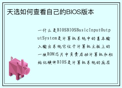 天选如何查看自己的BIOS版本